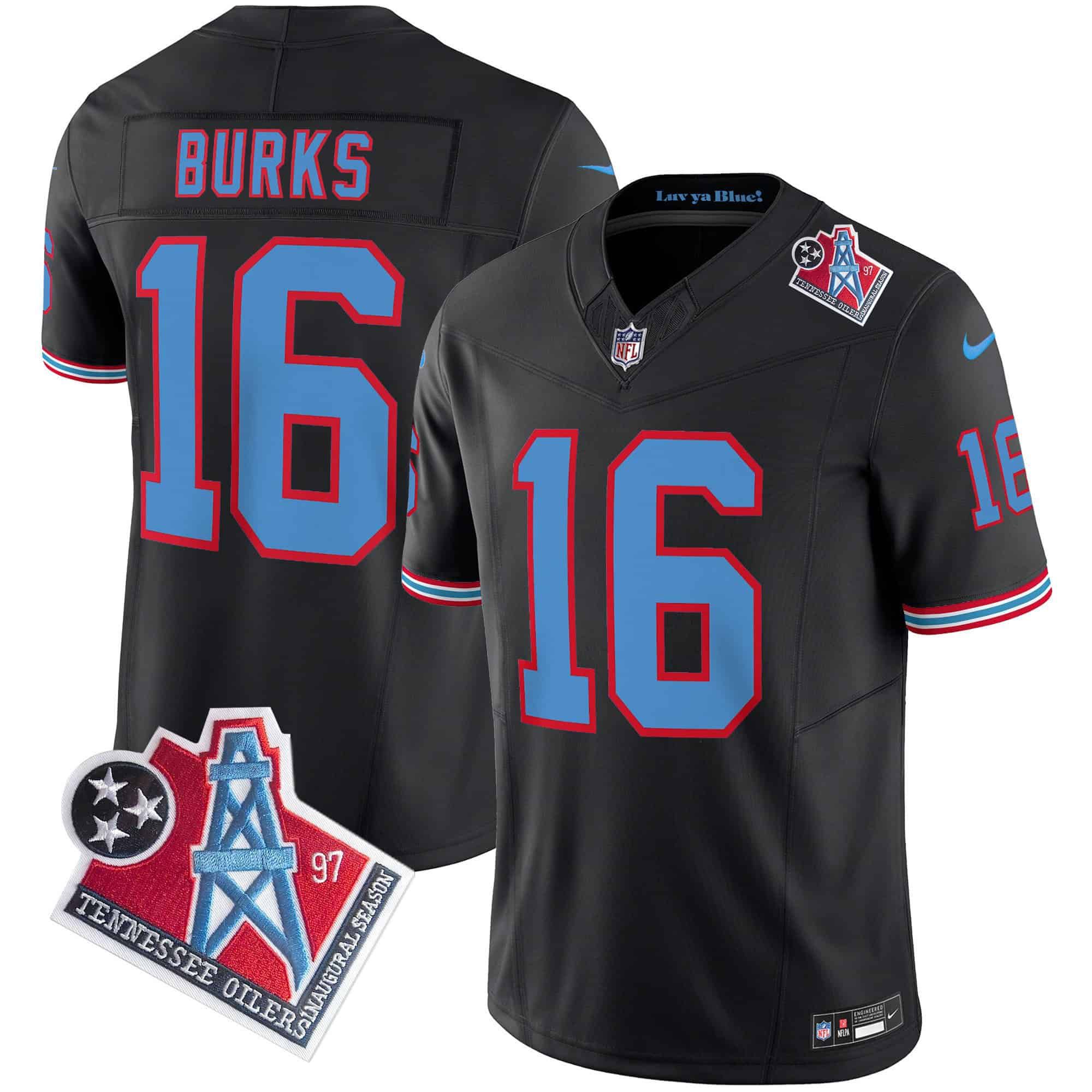 Men Tennessee Titans #16 Burks Black 1997 Throwback 2024 Nike Limited Vapor NFL Jersey->indianapolis colts->NFL Jersey